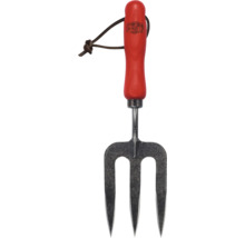 Gartenkralle mit drei Zinken und Holzgriff