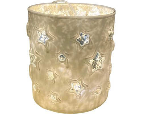 Lanterne décorative en verre avec motif étoilé