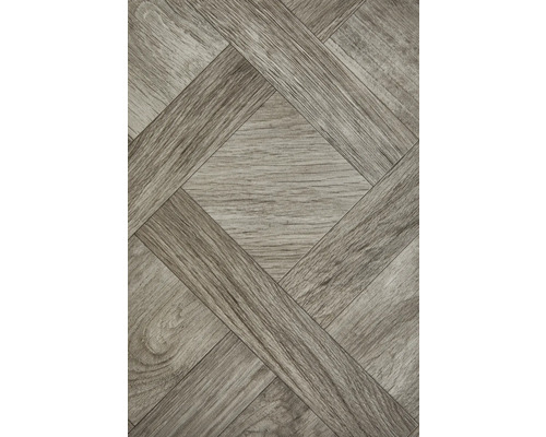 PVC-Boden Cube Holzdielenoptik Eiche grau FB583 400 cm breit (Meterware) Bodenbelag mit Holzoptik im Rautenmuster