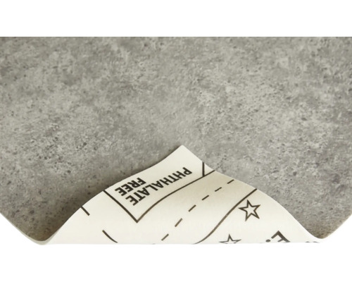 Graue Vinylfliese mit dem Hinweis phthalatfrei