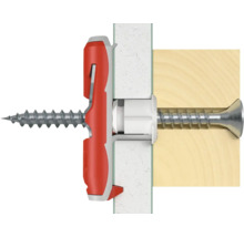 Befestigungselement mit Schraube in Wand und Holz