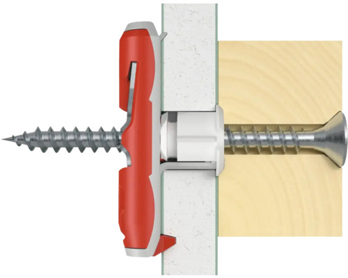 Befestigungselement mit Schraube in Wand und Holz