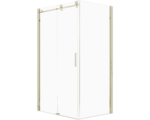 Cabine de douche avec porte coulissante en verre et cadre métallique