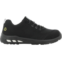 Chaussure de sécurité noire avec lacets et symbole de recyclage