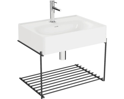 Vasque pour meuble VitrA Equal 620 x 450 mm blanc brillant mat avec grille de support noir mat 64082