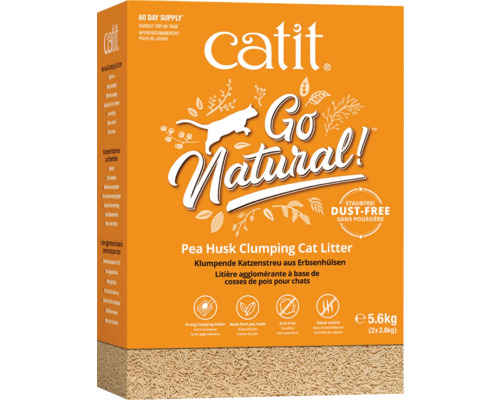 Litière agglomérante Catit Go Natural à base de cosses de pois pour chats, 5,6 kg