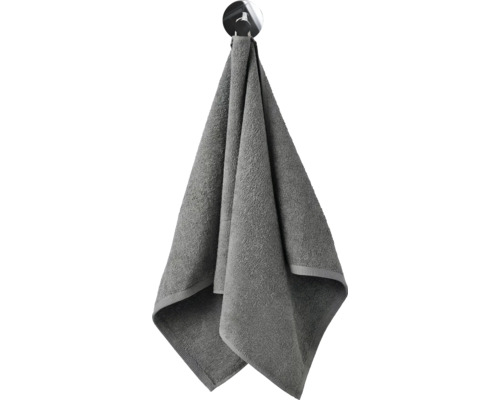 Serviette d''invité grise en coton sur crochet