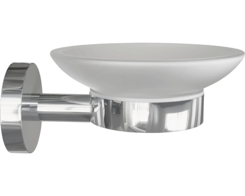 Porte-savon mural en verre et métal