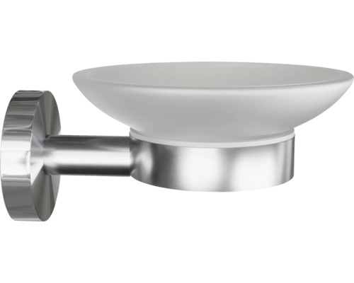 Porte-savon mural en métal et en verre