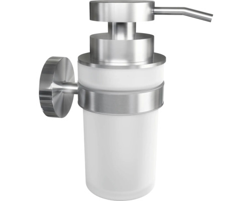 Wandseifenspender aus Metall und Glas