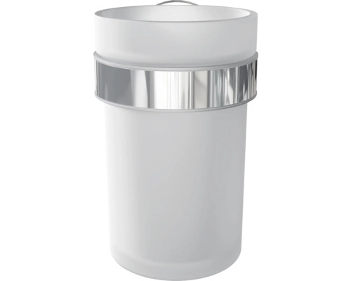 Poubelle cosmétique blanche avec anneau de couleur argent
