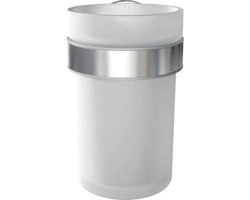 Poubelle blanche en plastique avec élément métallique