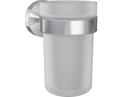 Support mural pour gobelet à brosse à dents en verre satiné et métal