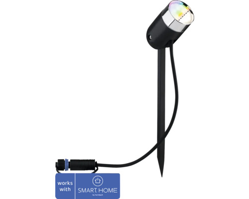 Paulmann Plug & Shine LED Spot RGBW Einzelspot IP65 4,5W 170 lm 3000-6500 K warmweiss- tageslichtweiss + Farbwechsel Pike anthrazit 230/24V - Kompatibel mit SMART HOME by hornbach