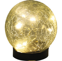Dekorative Glaskugel Leuchte mit Rissoptik auf einem Sockel
