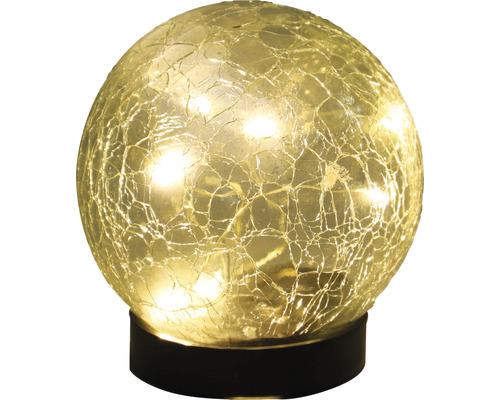 Dekorative Glaskugel Leuchte mit Rissoptik auf einem Sockel