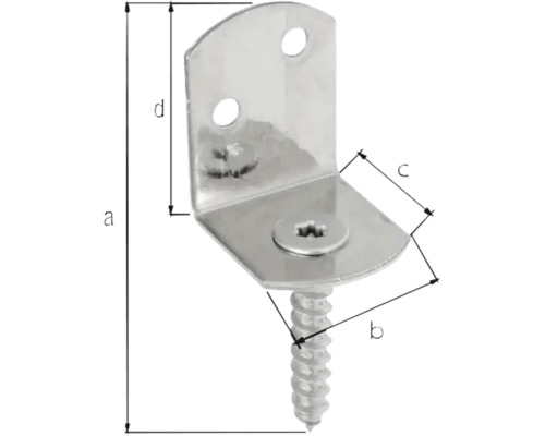 Eckwinkel mit Schraube und Massangaben