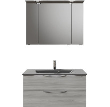 Meuble-lavabo de salle de bain avec miroir, meuble sous-lavabo et robinet