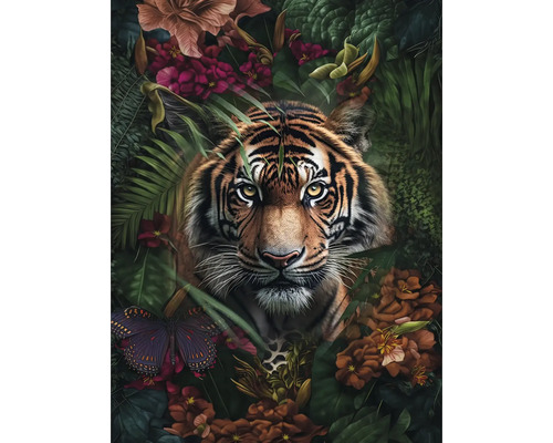 Tableau sur toile Tiger In The Jungle 84x116 cm