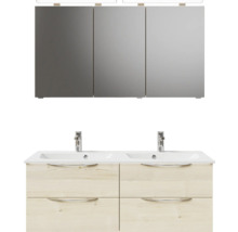 Badezimmermöbel-Set mit Doppelwaschtisch, Unterschrank und Spiegelschrank