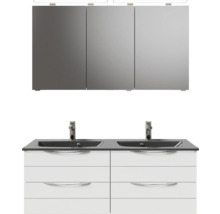 Ensemble de salle de bains avec armoire de toilette, meuble sous-lavabo et deux lavabos