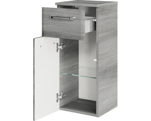 Badezimmerschrank mit Schublade und Tür mit Glasregal