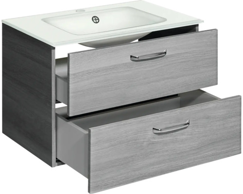 Waschtischunterschrank mit zwei Schubladen und Waschbecken
