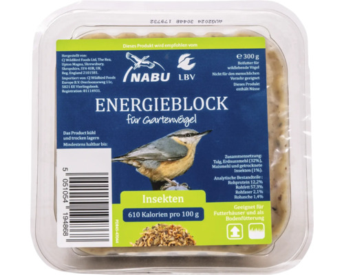Nourriture pour oiseaux bloc énergétique avec insectes CJ Wildlife 300 g