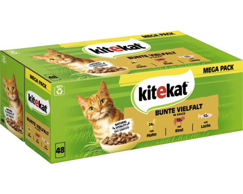 Pâtée pour chats kitekat Multipack variété multicolore en sauce avec du boeuf - du poulet - du saumon 48x85 g