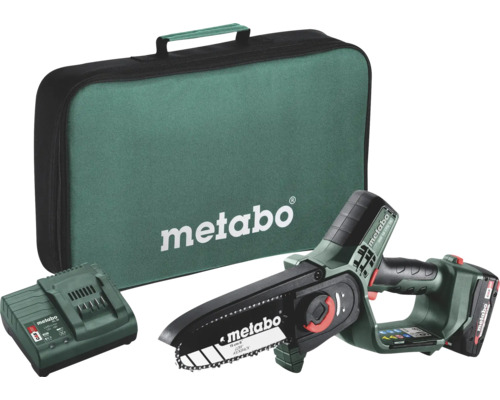 Metabo Akku- Astsäge/Minikettensäge/Gehölzschneider MS 18LTX 15 inkl. Akku und Ladegerät