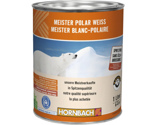 HORNBACH Wandfarbe Meister Polarweiss weiss spritzfrei konservierungsmittelfrei 1 L