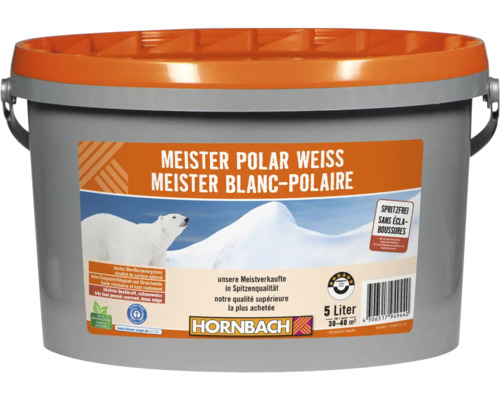 Peinture murale HORNBACH Meister blanc polaire sans éclaboussures sans conservateur 5 l