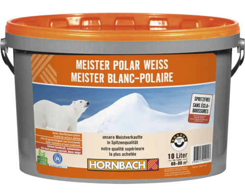 HORNBACH Wandfarbe Meister Polarweiss spritzfrei konservierungsmittelfrei 10 L