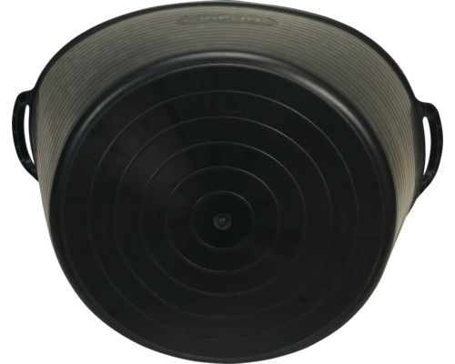 Cuve à mortier noire avec deux poignées et cercles concentriques au fond