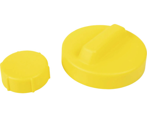 Bouchon SEPARETT pour bidon d’urine Tiny® 2 pièces 13019-01 Deux bouchons de jerrican jaunes en plastique de différentes tailles
