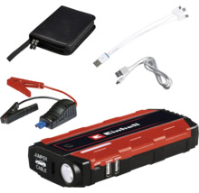 Einhell Logo Powerbank mit Starthilfefunktion, USB-Kabel, Ladekabel-Satz, Starthilfekabel und Aufbewahrungstasche