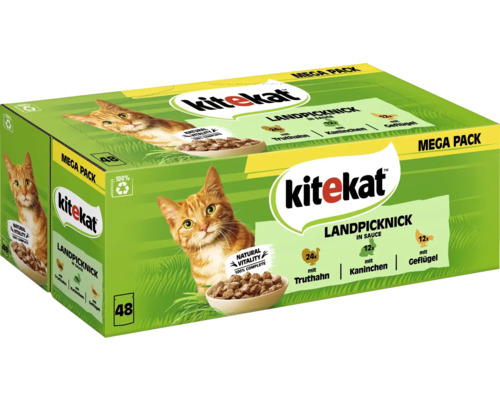 Pâtée pour chats kitekat Multipack pique-nique à la campagne en sauce avec de la dinde du lapin de la volaille 48x85 g