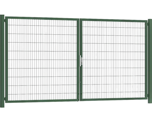 Premium-Doppeltor 400 x 200 cm 8/6/8 Rahmen 60x40 inkl. Pfosten zum Einbetonieren RAL 6005 moosgrün Premium-Doppeltor 400 x 200 cm 8/6/8 Rahmen 60x40 inkl. Pfosten zum Einbetonieren RAL 6005 moosgrün
