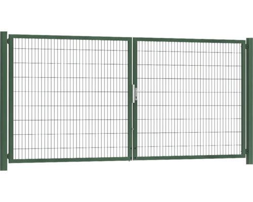 Premium-Doppeltor 400 x 180 cm 8/6/8 Rahmen 60x40 inkl. Pfosten zum Einbetonieren RAL 6005 moosgrün Premium-Doppeltor 400 x 180 cm 8/6/8 Rahmen 60x40 inkl. Pfosten zum Einbetonieren RAL 6005 moosgrün
