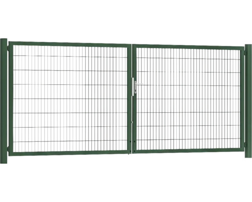 Premium-Doppeltor 400 x 160 cm 8/6/8 Rahmen 60x40 inkl. Pfosten zum Einbetonieren RAL 6005 moosgrün Premium-Doppeltor 400 x 160 cm 8/6/8 Rahmen 60x40 inkl. Pfosten zum Einbetonieren RAL 6005 moosgrün
