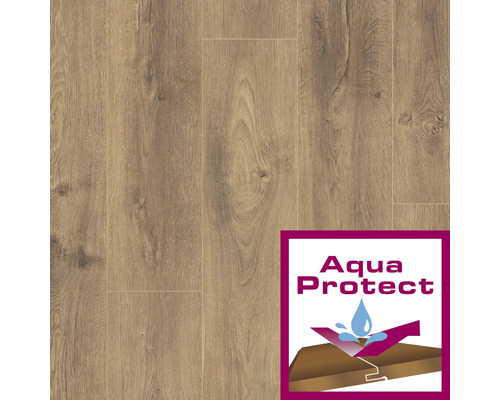 Stratifié étanche SKANDOR Vivid Oak if 1261 x 244 x 8 mm Panneaux de stratifié assemblés avec grain de bois et label Aqua Protect.