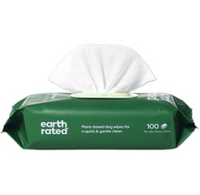 Lingettes pour chiens Earth Rated, 100 pièces, pour un nettoyage rapide et doux