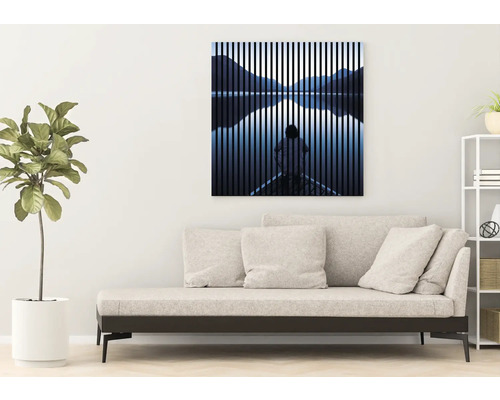 Décoration de salon avec impression sur toile représentant un paysage de lac de montagne