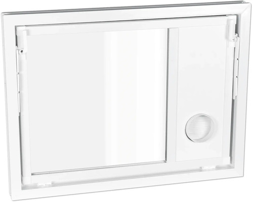 WOLFA Mehrzweck Kipp-Fenster PLUS Kunststoff weiss 400x400 mm mit Isolierglas und Wäschetrockneranschluss