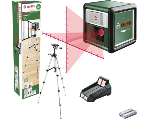 Bosch Quigo Plus niveau laser en croix avec trépied, pile et accessoires