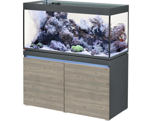 Kit complet d'aquarium EHEIM incpiria 430 reef avec pompe d'alimentation et meuble bas éclairé graphite/chêne rustique (sans éclairage d'aquarium)