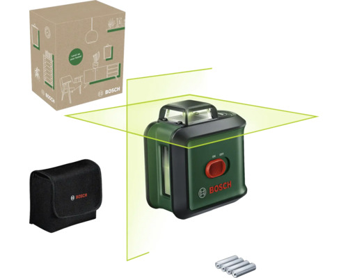 Bosch Kreuzlinienlaser mit Verpackung, Tasche und Batterien