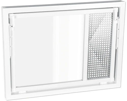 WOLFA Mehrzweck Kipp-Fenster PLUS Kunststoff weiss 400x400 mm mit Isolierglas und Zwangsbelüftungsflügel