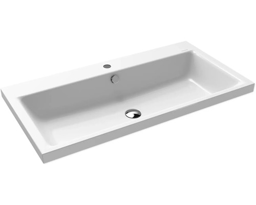 Lavabo à poser KALDEWEI Puro 90 cm acier-émail avec trou pour robinet et effet perlant blanc 900506013001