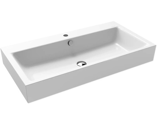 Lavabo à poser KALDEWEI Puro 90 cm acier-émail avec trou pour robinet et effet perlant blanc 900806013001